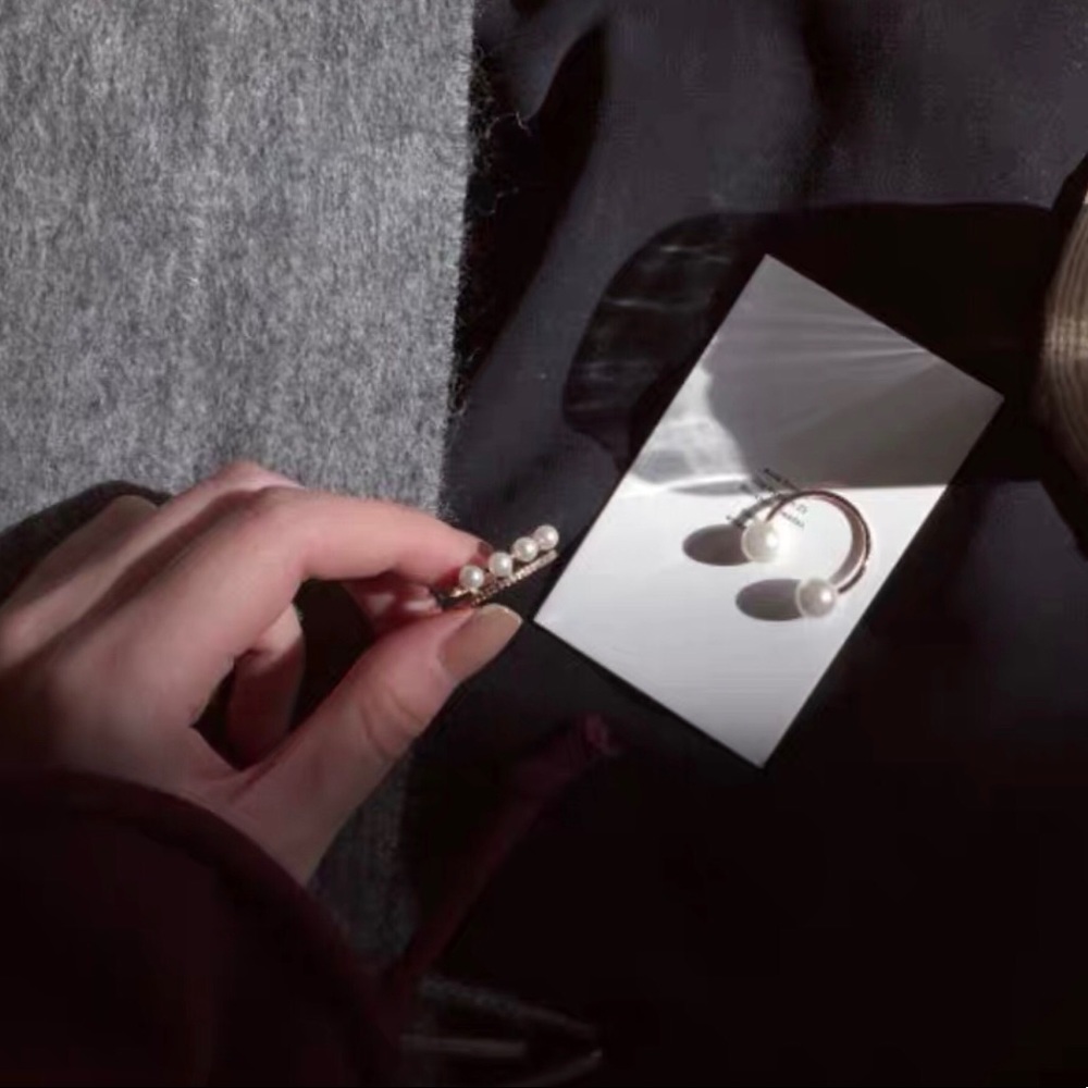 Chic Pearl Stone Rose Gold Ring Set (2 Rings) - Picture 7 of 8